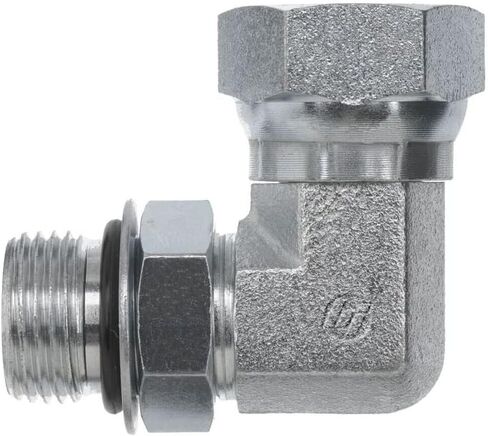 Brennan Industries 6901-12-12-NWO-FG تركيب أنبوب الكوع من الفولاذ المطروق 90 ​​درجة، 1-1/16"-12 SAE ORB x 3/4"-14 خيط NPSM، 3/4" ذكر قابل للتعديل على شكل O-Ring Boss x 3/4 بوصة دوارة NPTF أنثى in Kuwait