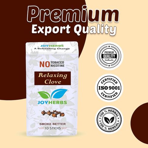 سجائر JOYHERBS القرنفل العشبية الطبيعية - مزيج من الأعشاب - خالية من التبغ والنيكوتين، عبوة واحدة - 10 دخان in Kuwait