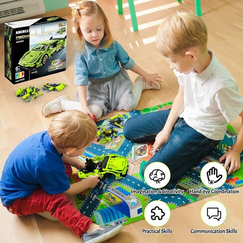 لعبة بناء سيارة STEM هدية لعمر 6 7 8 9 10 11 12 سنة طفل صبي، بنات 2 في 1 سيارة سباق قابلة للسحب للخلف، 490 قطعة مجموعة بناء يدوية، لعبة بناء هندسية تعليمية in Kuwait