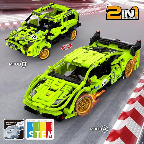 لعبة بناء سيارة STEM هدية لعمر 6 7 8 9 10 11 12 سنة طفل صبي، بنات 2 في 1 سيارة سباق قابلة للسحب للخلف، 490 قطعة مجموعة بناء يدوية، لعبة بناء هندسية تعليمية in Kuwait