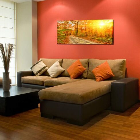 KREATIVE ARTS Large Wall Art Fall Scenery Canvas Prints Panorama Forest in Vibrant Warm Colors Sun Shining Through Leaves Pictures Autumn HD Printed Painting Framed Art Works Home Walls 48x20 in Saudi Arabia