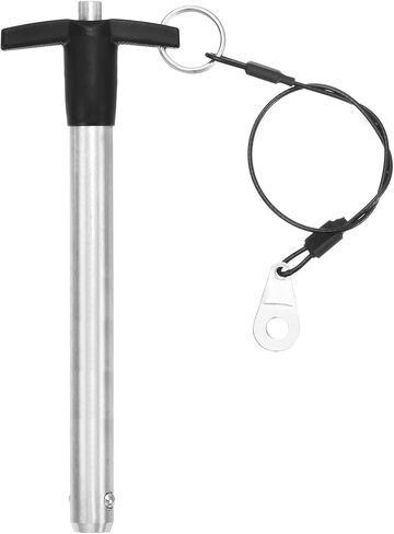 uxcell 2 Pcs T Handle Quick Release Pin, 3/8" x 4"(Dia. x L) 304 Stainless Steel Push-Button Quick Release Pin with Lanyard Cable for Audio Bimini Top Marine Hardware, Silver in Saudi Arabia