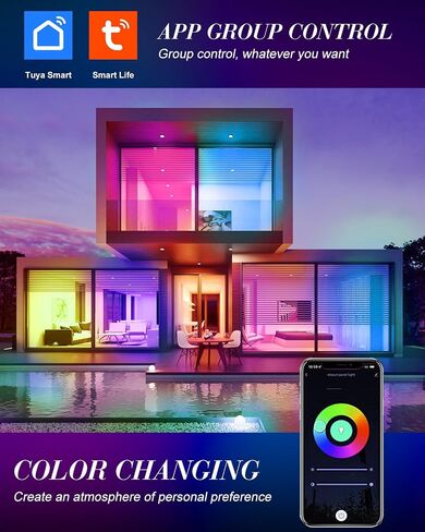 4 Inch Smart Recessed Light, APP Control Dimmable Recessed RGB led Lights, Ultra-Thin 9W 900LM Smart Can Lighting, Color Changing Recessed Light Compatible with Alexa/Google Assistant, 4pack in Saudi Arabia