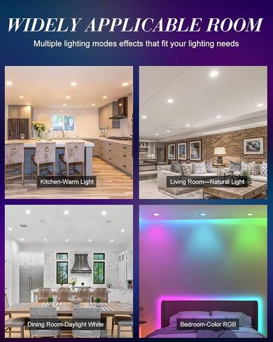 4 Inch Smart Recessed Light, APP Control Dimmable Recessed RGB led Lights, Ultra-Thin 9W 900LM Smart Can Lighting, Color Changing Recessed Light Compatible with Alexa/Google Assistant, 4pack in Saudi Arabia