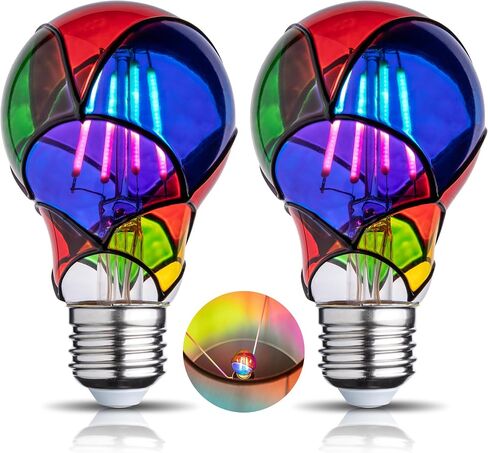Stained Glass Light Bulb,Rainbow Painted Light Bulb,Mosaic Light Bulb,4W 120V,Multi Colored Colorful Light Bulb Indoor,Fun Romantic Light Bulbs,Unique Decorative Light Bulbs in Saudi Arabia
