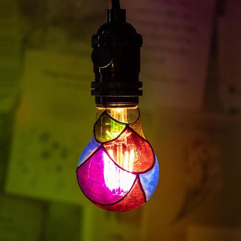 Stained Glass Light Bulb,Rainbow Painted Light Bulb,Mosaic Light Bulb,4W 120V,Multi Colored Colorful Light Bulb Indoor,Fun Romantic Light Bulbs,Unique Decorative Light Bulbs in Saudi Arabia