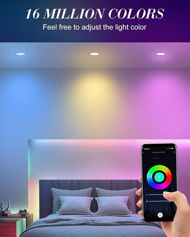 4 Inch Smart Recessed Light, APP Control Dimmable Recessed RGB led Lights, Ultra-Thin 9W 900LM Smart Can Lighting, Color Changing Recessed Light Compatible with Alexa/Google Assistant, 4pack in Saudi Arabia
