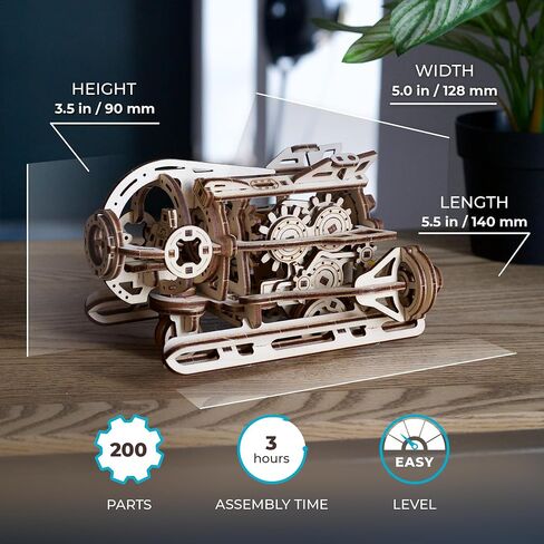 UGEARS Steampunk Airship - Ugears Wooden 3D Puzzles for Adults - Wood Mechanical Model with Moving Parts for Adults to Build - Building Kits Brain Teaser Puzzles - Retro Airship Wooden Models in Kuwait