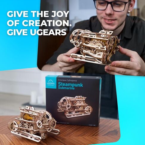 UGEARS Steampunk Airship - Ugears Wooden 3D Puzzles for Adults - Wood Mechanical Model with Moving Parts for Adults to Build - Building Kits Brain Teaser Puzzles - Retro Airship Wooden Models in Kuwait