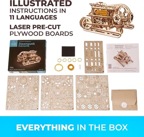 UGEARS Steampunk Airship - Ugears Wooden 3D Puzzles for Adults - Wood Mechanical Model with Moving Parts for Adults to Build - Building Kits Brain Teaser Puzzles - Retro Airship Wooden Models in Kuwait