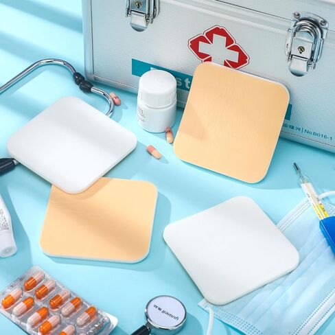 10 Pcs Foam Wound Dressing Non Adhesive Hydrophilic Absorbent Silicone Foam Dressing Waterproof Bandage Cuttable Pads Without Border for Wounds Care 4"x4" in Saudi Arabia