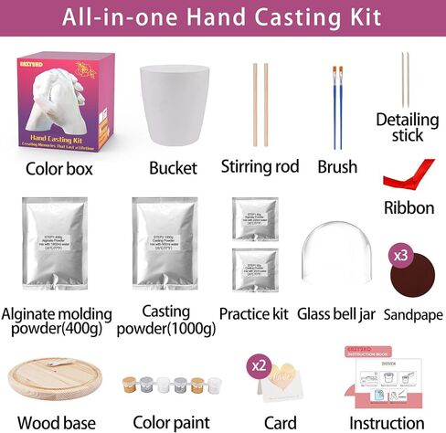 مجموعة صب اليد من إيزي 2 إتش دي للأزواج - مجموعة قوالب الجص اليدوية للعائلة والذكرى السنوية وهدايا خطوبة الزفاف له ولها، هدية عيد ميلاد عيد الميلاد للنساء in Kuwait