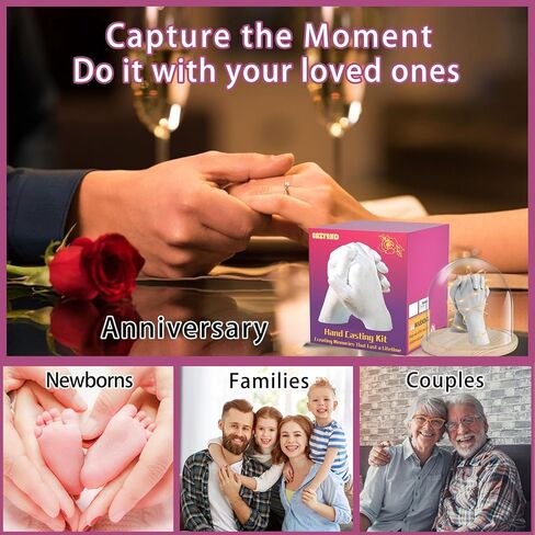 مجموعة صب اليد من إيزي 2 إتش دي للأزواج - مجموعة قوالب الجص اليدوية للعائلة والذكرى السنوية وهدايا خطوبة الزفاف له ولها، هدية عيد ميلاد عيد الميلاد للنساء in Kuwait