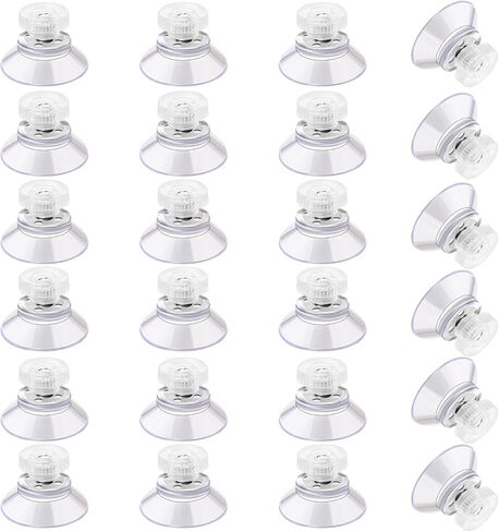 24 Pack Suction Cups with Screw,Ø 25mm Suction Cup Hooks Glass Sucker Pads Clear PVC Sucker Pads for Window Extra Strong Adhesive Suction Holder Rubber Sucker Pad with Metal Screw in Saudi Arabia