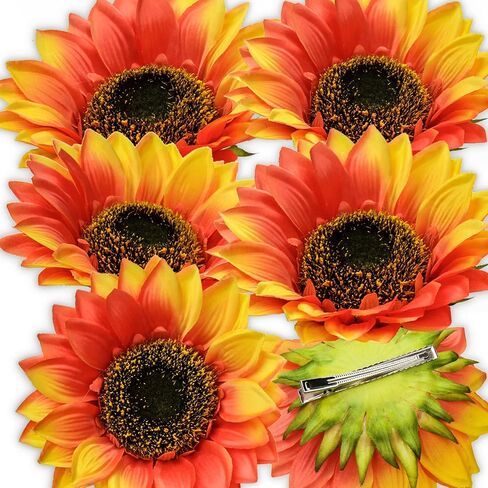 6" Large Artificial Sunflowers Heads, 8PCS Fake Sunflowers Head with Clips Burgundy Silk Flowers Petals for Crafts Fake Sunflowers Decor for Home Party Wedding Shower Room DIY Wreath Gift Box in Saudi Arabia