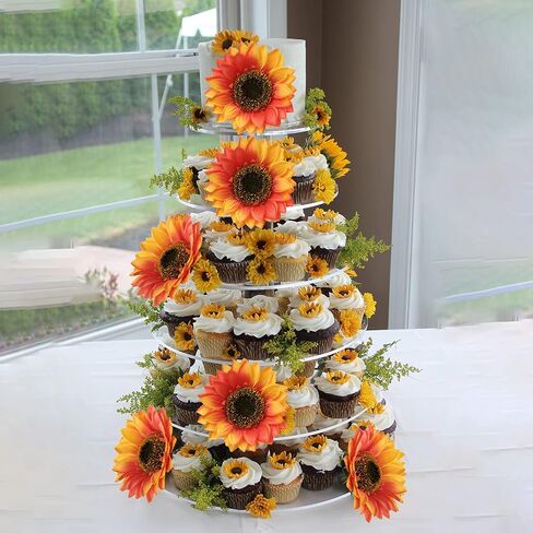 6" Large Artificial Sunflowers Heads, 8PCS Fake Sunflowers Head with Clips Burgundy Silk Flowers Petals for Crafts Fake Sunflowers Decor for Home Party Wedding Shower Room DIY Wreath Gift Box in Saudi Arabia
