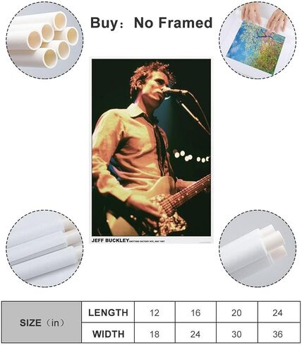 ملصق Jeff Buckley Singer من القماش لتزيين غرفة النوم والمناظر الطبيعية والمكتب هدية عيد ميلاد بدون إطار مقاس 12 × 18 بوصة (30 × 45 سم) in Kuwait