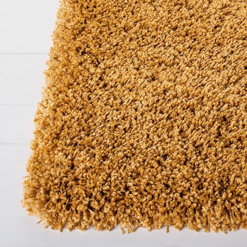 SAFAVIEH Hudson Shag Collection Accent Rug - 3' x 5', Gold, Modern Solid Design, Non-Shedding & Easy Care, 2-inch Thick Ideal for High Traffic Areas in Entryway, Living Room, Bedroom (SGH220D) in Saudi Arabia