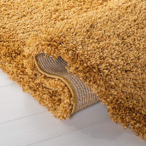 SAFAVIEH Hudson Shag Collection Accent Rug - 3' x 5', Gold, Modern Solid Design, Non-Shedding & Easy Care, 2-inch Thick Ideal for High Traffic Areas in Entryway, Living Room, Bedroom (SGH220D) in Saudi Arabia