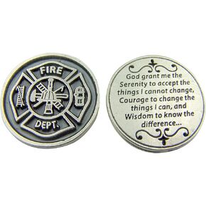Religious Gift Fire Department Fireman Protection Token with Serenity Prayer on Back