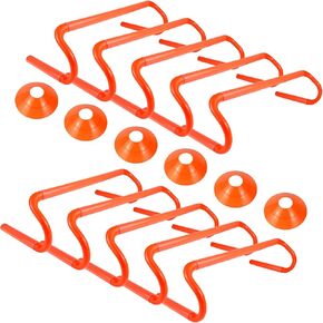 10 Pcs 6" Speed Agility Training Hurdles with 6 Marker Cone Durable Detachable Training Hurdle Plyometric All Speed Hurdle Equipment for Athletes Soccer Basketball Football Practice