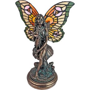 Design Toscano Fairy of the Glen Tiffany-Style Stained Glass Illuminated Sculpture