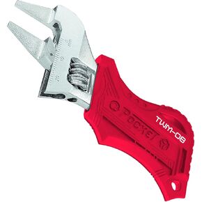 ENGINEER 110mm Stubby Pocket Sized Adjustable Wrench Spanner with Ultra Slim 2mm Jaws and comfort handle cover (TPR), TWM-08