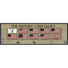 History of Old Glory Unframed Art Poster | American Flag Wall Art Decor | USA Patriot Poster for America Enthusiast & Vintage Artwork Collectors | Star Spangled Banner | 11 3/4 x 36 inches