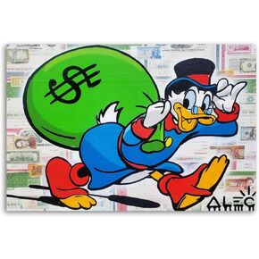ملصق فني من القماش من Monopolys Graffiti Money The World Is Yours وصورة فنية جدارية مطبوعة على ملصقات ديكور غرفة النوم العائلية الحديثة مقاس 16 × 24 بوصة (40 × 60 سم)