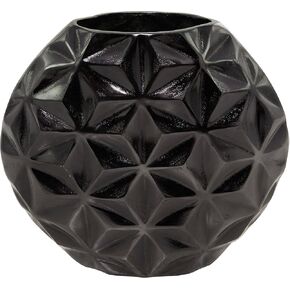 CosmoLiving by Cosmopolitan Aluminum Geometric Faceted Vase, 12" x 4" x 11", Black