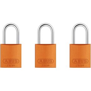 ABUS 09122 72/30 Aluminum Safety Padlock Keyed Alike, 3 Count, Orange, 3 Piece
