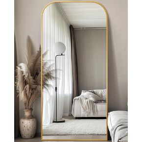 Antok Full Length Mirror, 71"x32" Floor Mirror Freestanding, Arched Floor Standing Large Mirror Full Body Mirror with Stand for Bedroom, Hanging Mounted Mirror for Living Room, Black