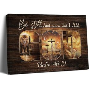 Balgardekor Christian Cross Painting on Canvas Wall Art Home Decor for Living Room Bedroom Office Decor (1, Knock On The Door, 16 x 24 Inches)