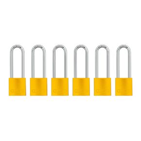 ABUS 72/40HB75 Aluminum Safety Padlock with 3" Shackle, Keyed Alike, Yellow, Pack of 6