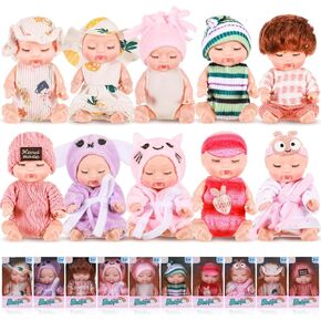 Hanaive 10 Pcs 4 Inch Mini Baby Dolls Lifelike Realistic Baby Dolls Tiny Babies with Clothes Cute Baby Doll Gifts Set for Toddlers Girls Kids 3+ Graduation Baby Shower Birthday (Cozy Style)