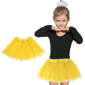 Yolev Girls Tutu Skirt with Stars Sequin, Little Girls 3 Layers Tutu Skirt Kids Colorful Party Princess Dance Tutu Princess Dress Ballet Skirt (Rose Red)
