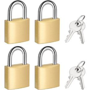 4 Pack Small Padlock with 4 Same Keys Thicken Locker Lock 1.18inch 30mm Small Solid Brass Padlock Weatherproof for Gym Case Backpack Luggage Hasp Storage