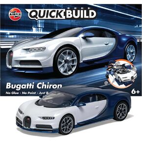 Airfix Quickbuild Bugatti Chiron Brick Building Plastic Model Kit Car J6044,Blue