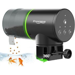FREESEA Aquarium Automatic Fish Feeder: Rechargeable Auto Fish Food Dispenser - Fish Tank Vacation Timer Feeder for Betta | Koi | Goldfish | Turtle