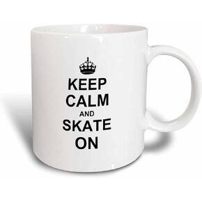 3dRose Keep Calm Funny Skateboarding ice Skater or Roller Skating Gifts Mug, 11 oz, Black,mug_157771_4