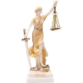 GREEK GODDESS THEMIS STATUE BLIND LADY JUSTICE LAWYER GIFT GOLDEN 7.8 INCHES