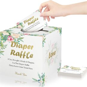 Azbuk Guess How Big Is Mommy's Belly Game, 50 Floral Crown Theme Measure Mommy's Belly Guessing Cards with 3 Measuring Tape and 1 Collection Box, Baby Shower Activity Decorations Supplies