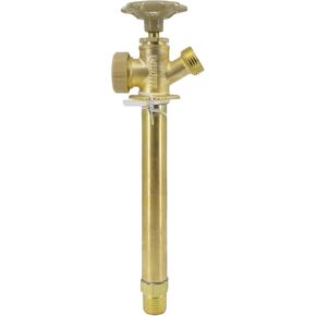 6 Inch Anti-Siphon Frost Free Sillcock Valve Multiturn 1/2 Inch NPT, 3/4 Inch Hose Bibb, Brass Body,Brass Valve 6 inch Length
