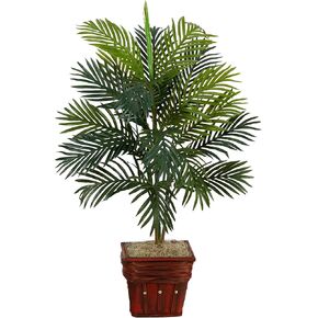 Nearly Natural Areca Palm with Wicker Basket Silk Plant
