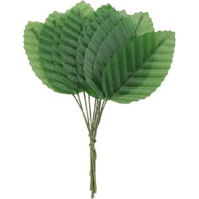 200PCS Artificial Silk Green Leaves 11cm Fake Faux Wired Single Leaf Green Artificial Leaves for Wedding Decorations Christmas Party Decorations DIY Home Decor and Party Decorations, Greener