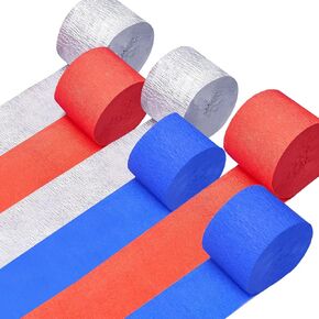 Crepe Paper Streamers 6 Rolls 492ft, Pack of 2 Gold, 2 Silver, 2 Black - Streamers Party Decorations Streamers (1.8 Inch x 82 Ft/Roll),for Party Decorations Birthday Decorations, Wedding Decorations