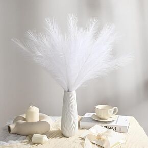 36pcs Gray Faux Pampas Grass 21 Inch Artificial Pampas Grass Decor for Vase Fake Fluffy Pampas Floral Dried Pampas Grass for Wedding, Home, Rustic Party, Christmas and Baby Shower Decorations