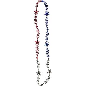 Beistle 50854-RSB Patriotic Star Beaded Necklaces, Red/Silver/Blue , 33"