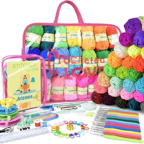 Artcome 169 PCS of Crochet Kit, 42 Clolors of Crochet Yarn and 14 Sizes Crochet Hooks for Beginners and Experienced Crocheters, Beginner Crochet Kit for Adults, Ideal for Creating Beautiful Projects