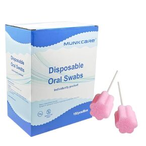 Disposable Oral Swabsticks Mouth Cleaning Sponge Swab, Blue Coarse Sponge Plum Blossom Shaped, 150 counts